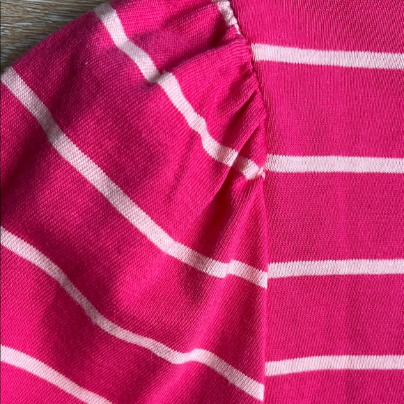 Talbots Hot Pink & White Striped V-Neck Tie-Sleeve Top NWT Size MP - Picture 8 of 13